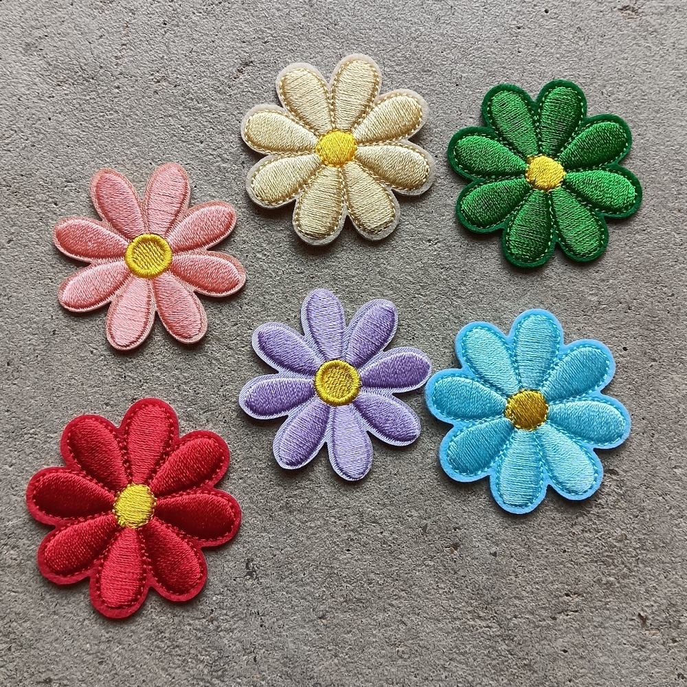 Set of 6 Colorful Flower Iron-On Patches